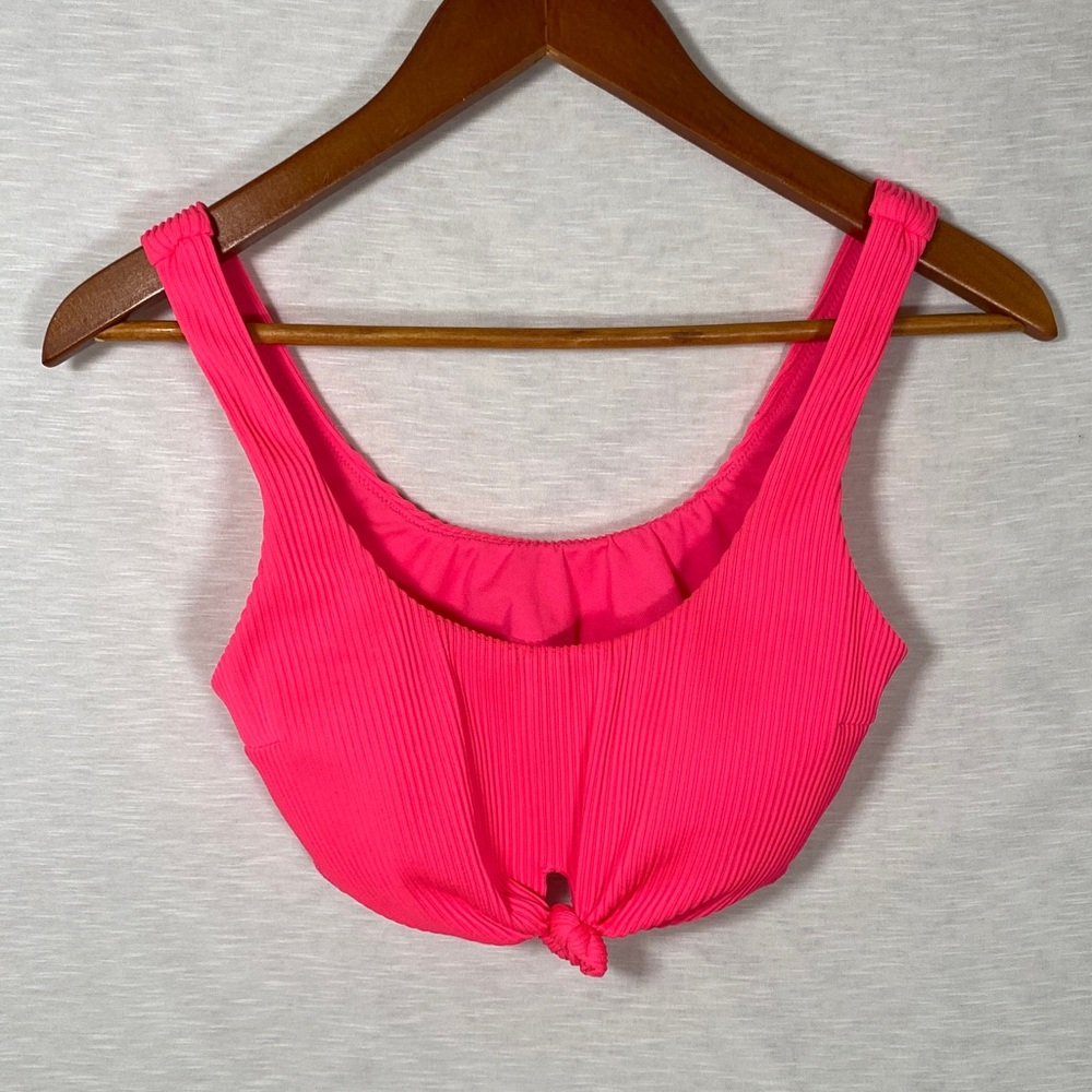 Hollister Hot Pink Ribbed Bikini‎ Top Jr Medium Swim Pool Beach